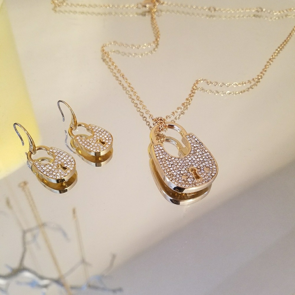 NWOT SET:  Michael Kors Padlock Earrings/Necklace